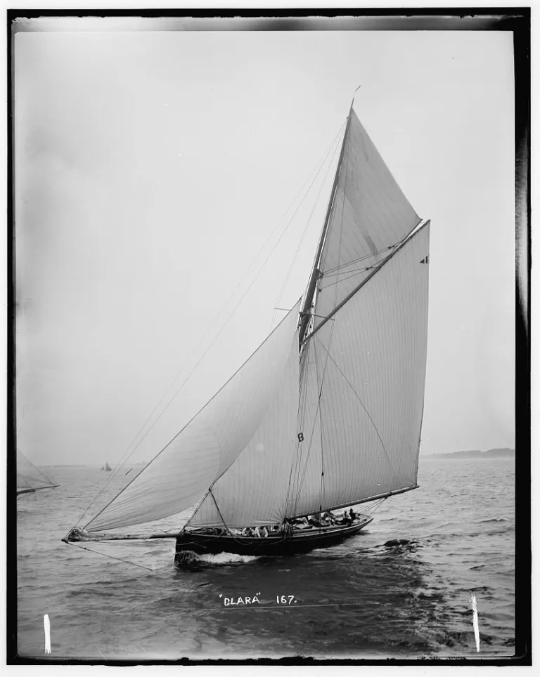 The deep British cutter Clara crossed the Atlantic in 1886 and won every race she sailed in, repeating the earlier victory of the cutter Madge. James S Johnston photo.